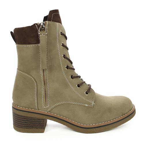 Khaki nizki škornji s peto 2592S