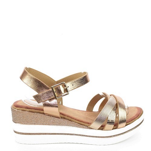 Champagne sandali s polno peto F6687T