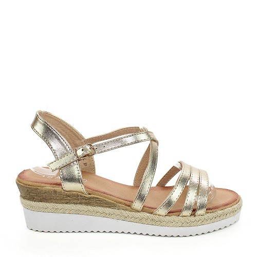 Zlati sandali s polno peto 7061-PLG