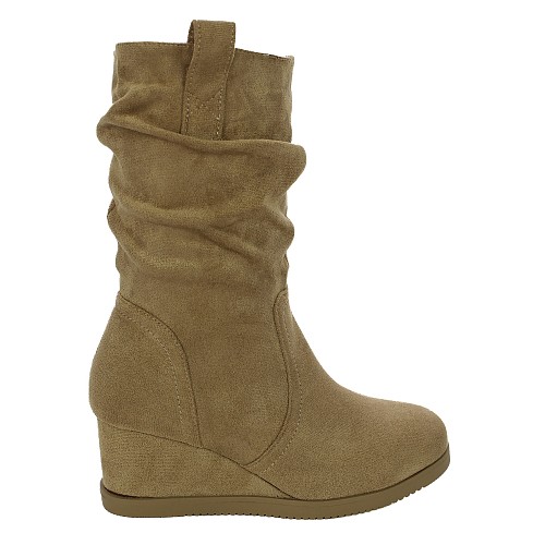 Khaki nizki škornji s polno peto D8155G
