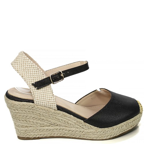 Črne espadrile s polno peto MS19107G