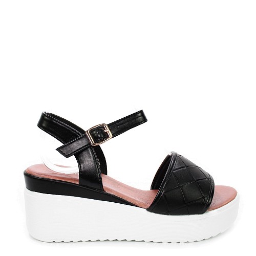 Črni sandali s peto P2021-9235AT 