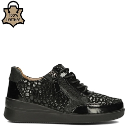 Črni usnjeni nizki čevlji s peto Filippo 4929