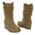 Khaki nizki škornji s polno peto D8155G