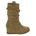 Khaki nizki škornji s polno peto D8155G