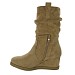 Khaki nizki škornji s polno peto D8155G