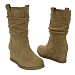 Khaki nizki škornji s polno peto D8155G